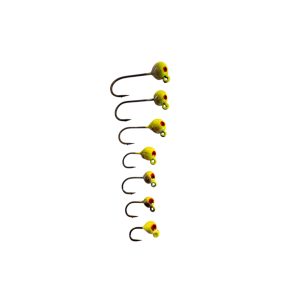Tungsten Jig mit Rundkopf, geklebt, chartreuse, Haken mit Widerhaken außen